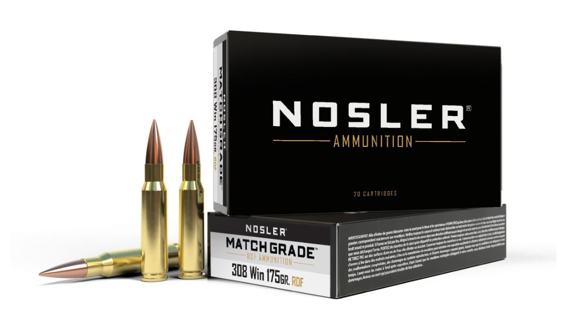 Nosler Match Grade RDF Hollow Point 308 Winchester Ammo 175 gr 20 Round Box - Brass Casing