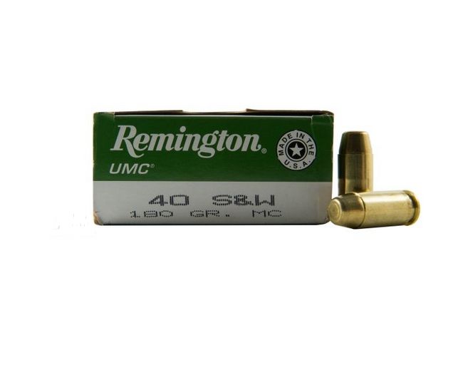 Remington UMC Full Metal Jacket 40 S&W Ammo 50 Round Box - Brass Casing