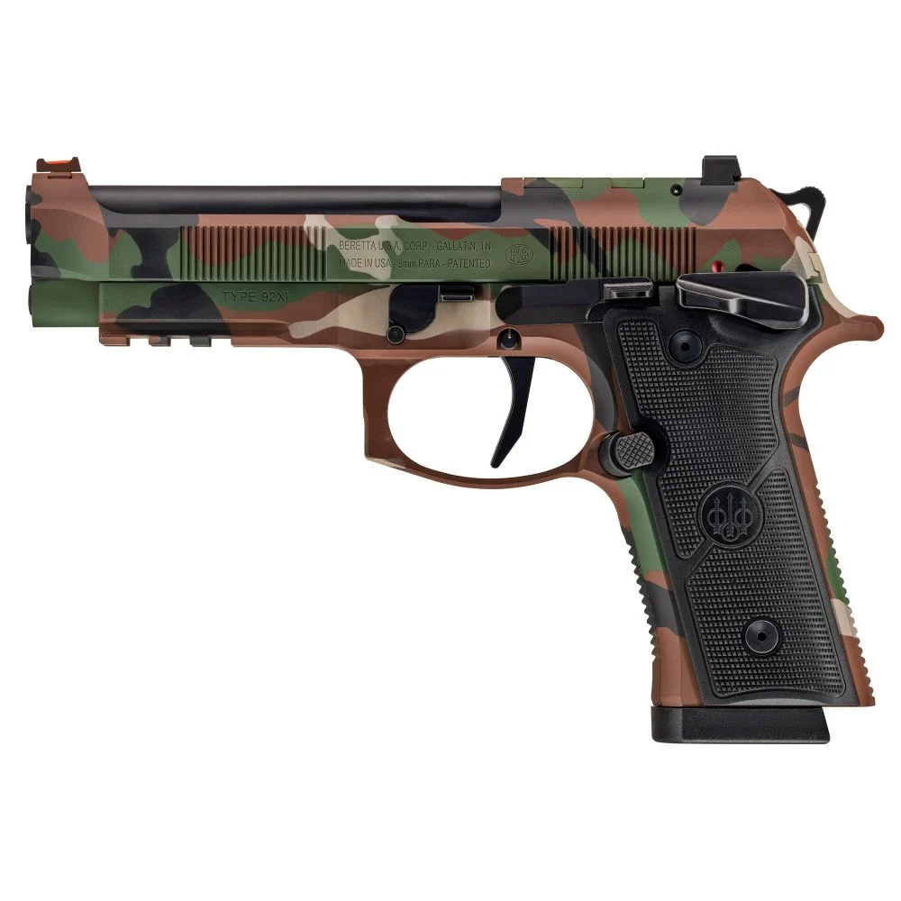 Beretta 92XI American Combat Series 9mm Semi Auto Pistol - 18+1 Rounds | 4.7" Barrel | Polymer Grips | Camo | Fiber Optic Sights