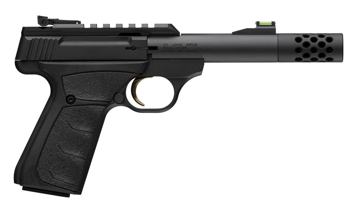 Browning Buck Mark Plus Micro Bull Suppressor Ready 22LR Semi Auto Pistol - 10+1 Rounds | 4" Barrel | Blue/Black | Fiber Optic Sights
