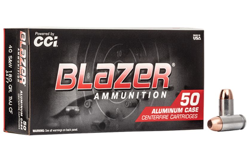 CCI Blazer 40 Smith & Wesson (S&W) 180 GR Total Metal Jacket 50 Bx/ 20 Cs - Aluminum Casing