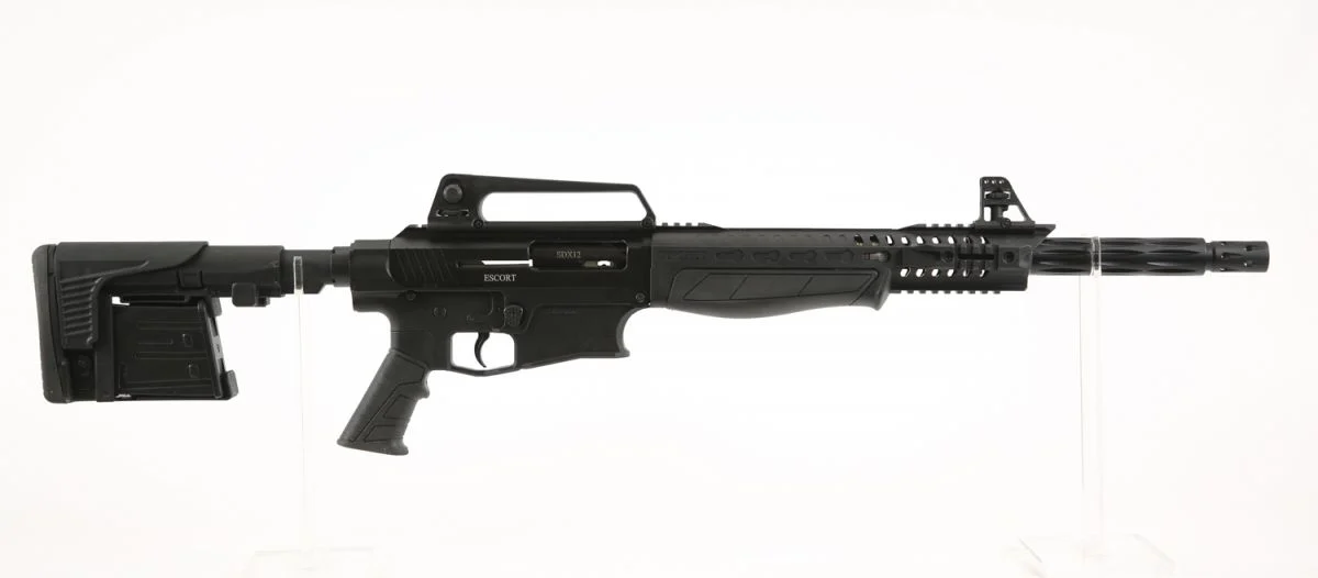 Escort SDX12 Tactical 12 GA 18" Black, 2-5rd Mag, 1-2rd Mag - 5 Rounds | 18" Barrel | 3" Chamber | Black Stock | Synthetic | Blue/Black