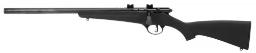 Savage Arms Rascal FV-SR Youth Left Hand Matte Black 22 Long Rifle Bolt Action Rifle - 1 Round | 16.125" Barrel | Black Synthetic Stock | Synthetic | Blue/Black