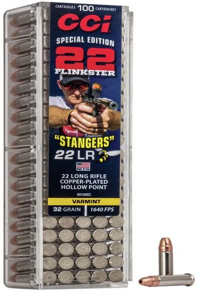 CCI Varmint Stangers 22 LR 32 gr Copper Plated Hollow Point 100 round box - Brass Casing
