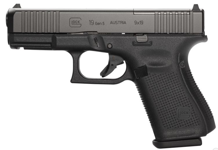 Glock G19 Gen5 Compact MOS 15 Rounds 9mm Pistol - 15+1 Rounds | 4.02" Barrel | Polymer Grips | Glock Fixed Rear Sights