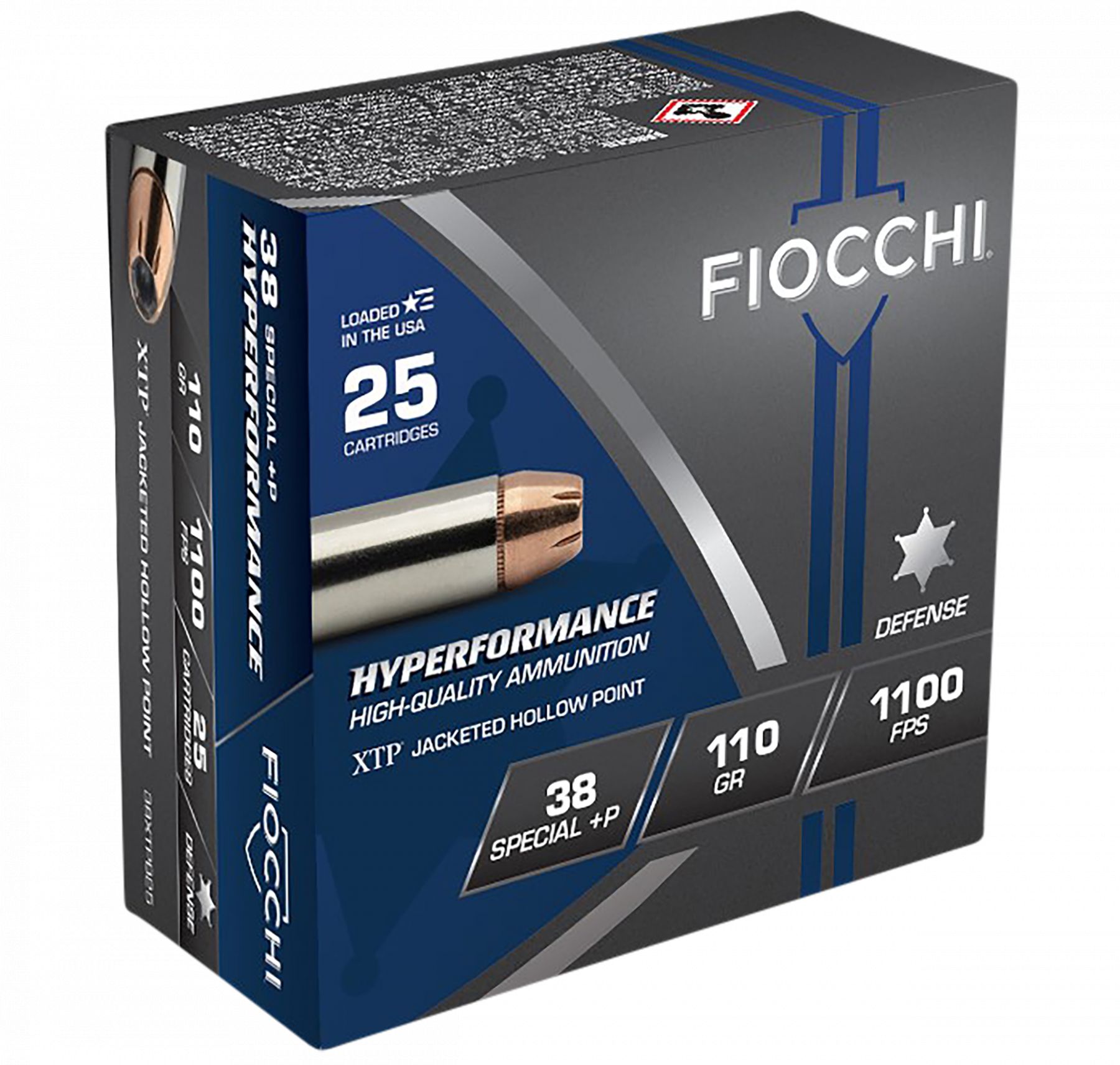 Fiocchi .38 Spc 110 Grain Extreme Terminal Performance Ja 25 per box - Nickel Plated Brass Casing