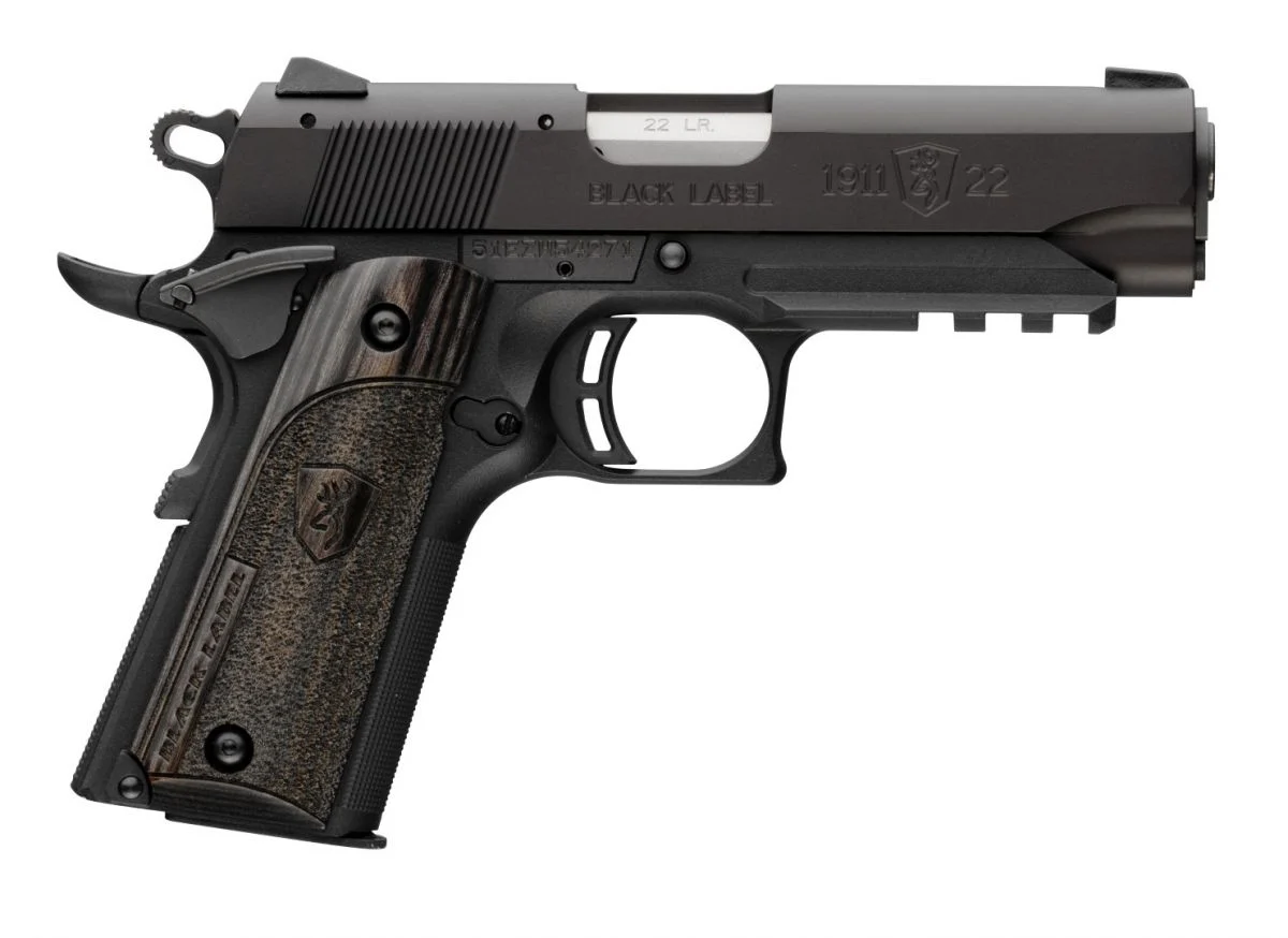 Browning 1911-22 Black Label Compact 22LR Semi Auto Pistol - 10+1 Rounds | 3.5" Barrel | Blue/Black | 3-Dot Sights