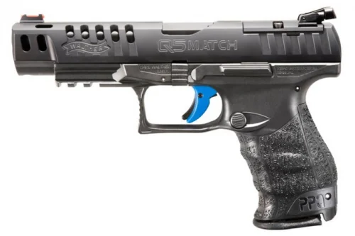 Walther Arms PPQ M2 Q5 Match 9mm Pistol - 15+1 Rounds | 5" Barrel | Polymer Grips | Blue/Black | 3-Dot Sights