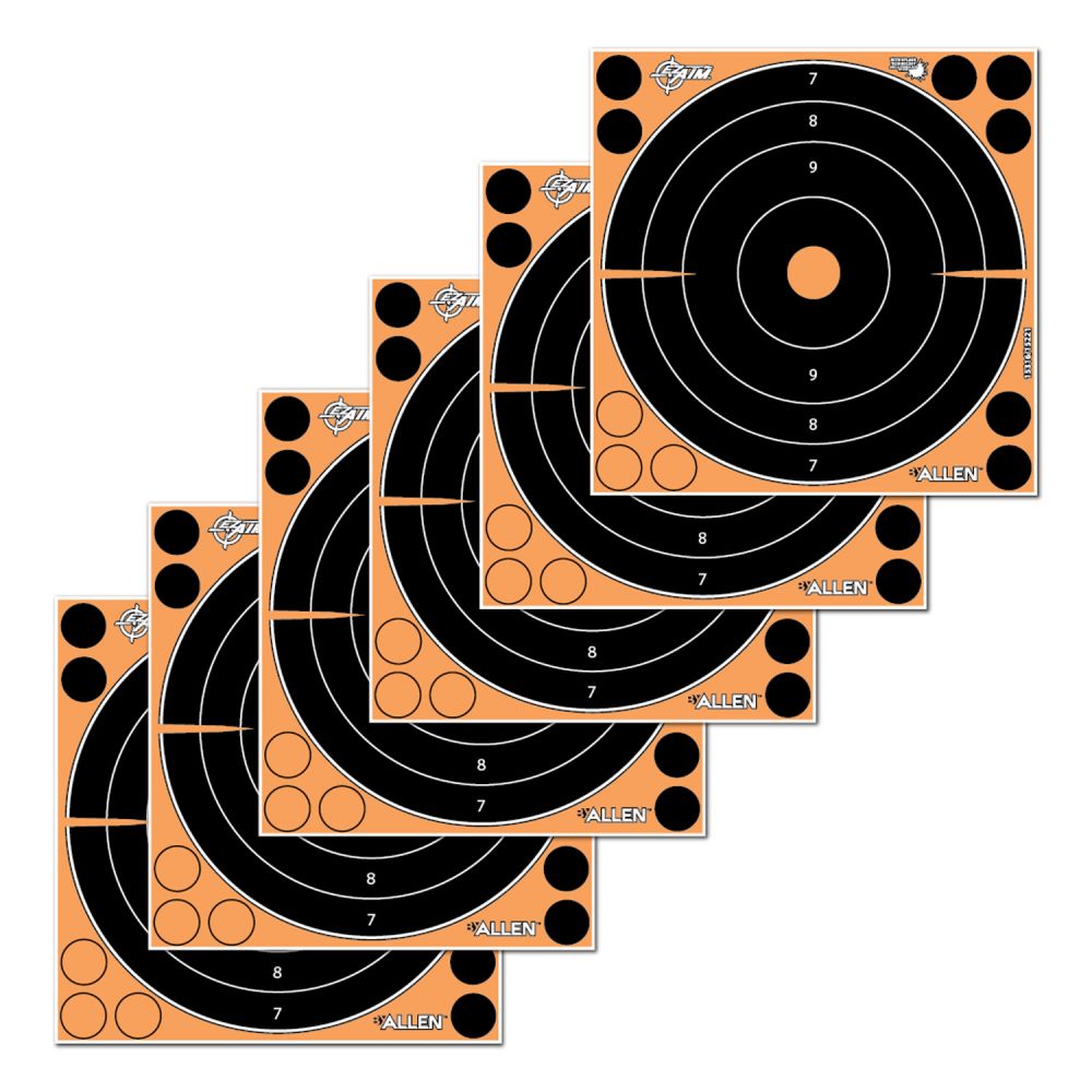 Allen EZ Aim Splash Self-Adhesive Paper 8" x 8" Bullseye Black/Orange 30 Per Pack