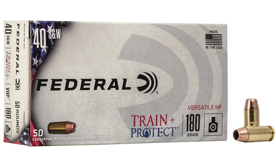 Federal TP40VHP1 Train and Protect 40 Smith & Wesson (S&W) 180 GR Verstile Holl - Brass Casing