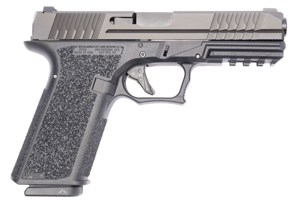 Polymer80 PFS9 Full Size Black 9mm Pistol - 17+1 Rounds | 4.49" Barrel | Polymer Grips | Blue/Black