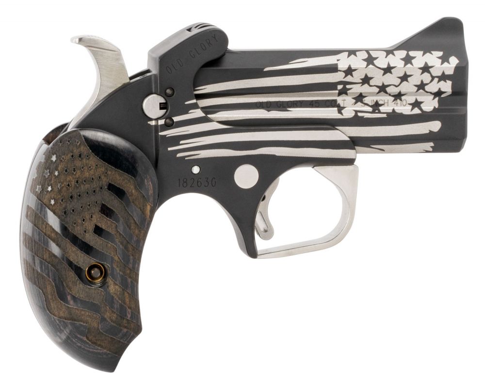 Bond Arms Old Glory 410/45 Long Colt/410 Gauge, 3.5" Barrel, Laser Engraved American Flag, 2 Rounds - 2 Rounds | 3.5" Barrel | Wood Grips