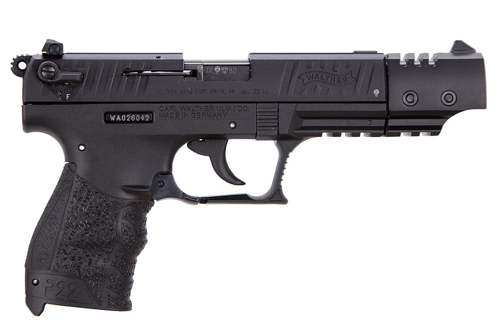 Walther Arms P22 Target Black 22 Long Rifle Pistol California Compliant - 10+1 Rounds | 5" Barrel | Polymer Grips | 3-Dot Sights