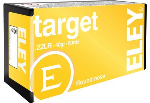 Eley Target Lead Round Nose 22 Long Rifle Ammo 50 Round Box - Brass Casing