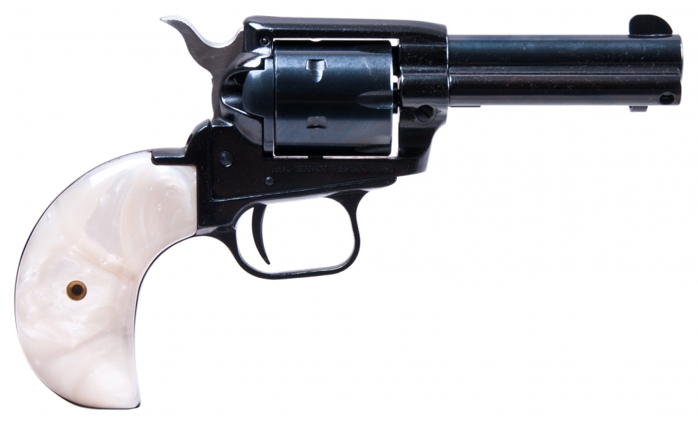 Heritage Manufacturing Rough Rider White Pearl22 LR / 22 WMR Revolver - 6 Rounds | 3.5" Barrel | Ivory/Pearl Grips | Blue/Black | 3-Dot Sights