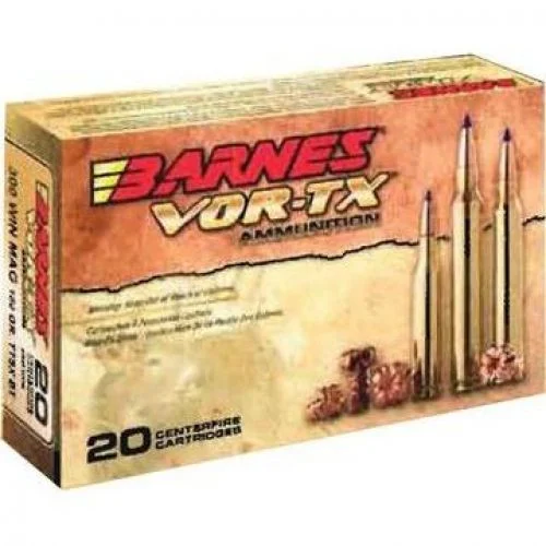 Barnes VOR-TX Long Range TXS Boat Tail 308 Winchester Ammo 168 gr 20 Round Box - Brass Casing
