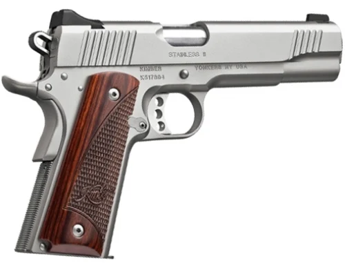 Kimber Stainless II 9mm Semi Auto Pistol - 9 Rounds | 5" Barrel | Wood Grips | Stainless/Silver