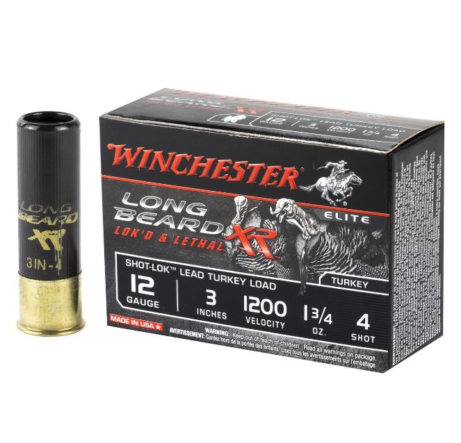 Winchester Long Beard XR Shot-Lok12 Gauge Ammo 3" # 4 Shot 10 Round Box