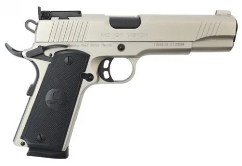 Girsan MC1911 Match Nickel 45 ACP Pistol - 8+1 Rounds | 5" Barrel | Wood Grips | Stainless/Silver | 3-Dot Sights