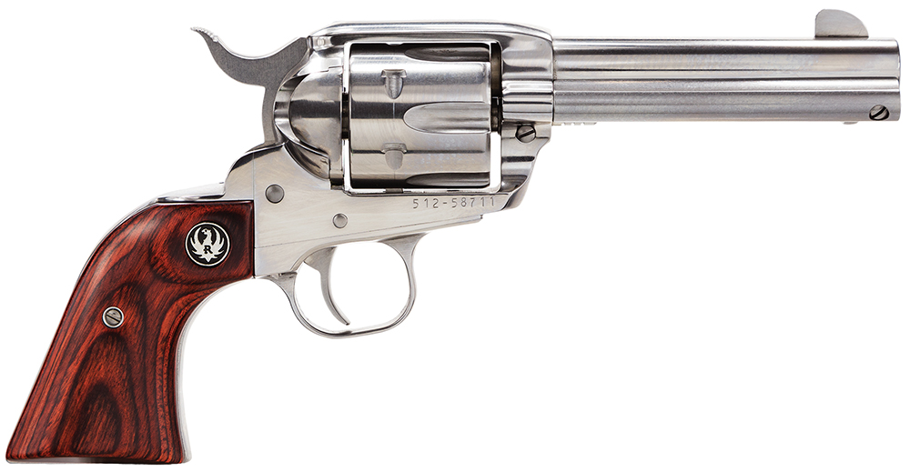Ruger Vaquero .357 Magnum 4.62" High Gloss Stainless 6 Shot - 6 Rounds | 4.62" Barrel | Wood Grips | Stainless/Silver