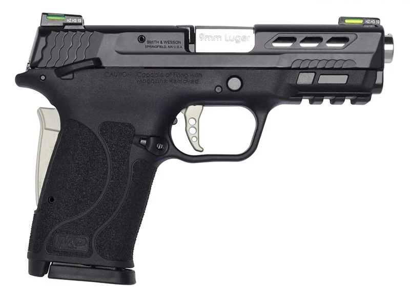 Smith & Wesson Performance Center M&P 9 Shield EZ M2.0 Silver Ported Thumb Safety 9mm Pistol - 8+1 Rounds | 3.8" Barrel | 3-Dot Sights