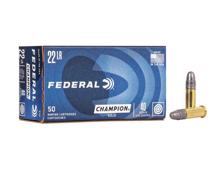 FederalChampion22LR40 Grain LRN50rd box - Brass Casing