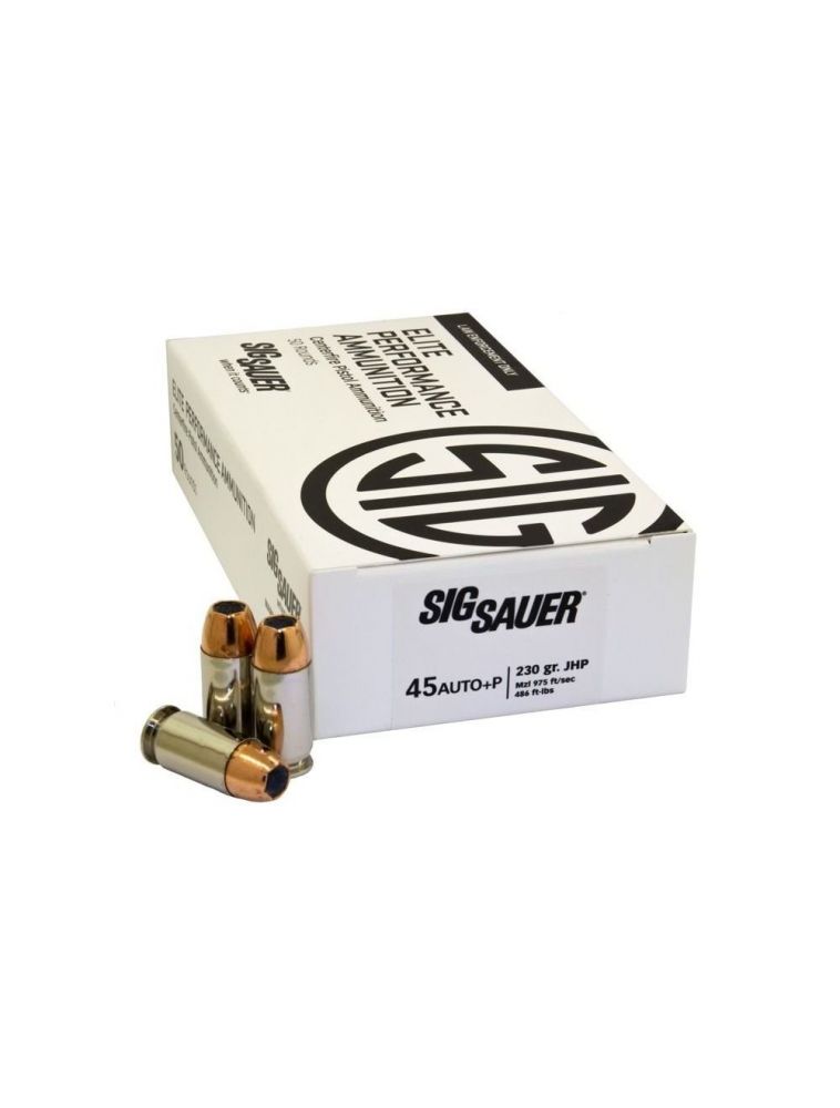 Sig Sauer Elite Performance .45 Auto +P 50rd LE/MIL/IOP - Nickel Plated Brass Casing