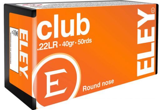 Eley Club Lead Round Nose 22 Long Rifle Ammo 50 Round Box - Brass Casing