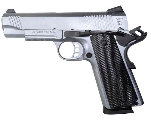 SDS Imports Tisas 1911 Carry Stainless with Picatinny Rail 45 ACP Pistol - 8 Rounds | 4.25" Barrel | Polymer Grips
