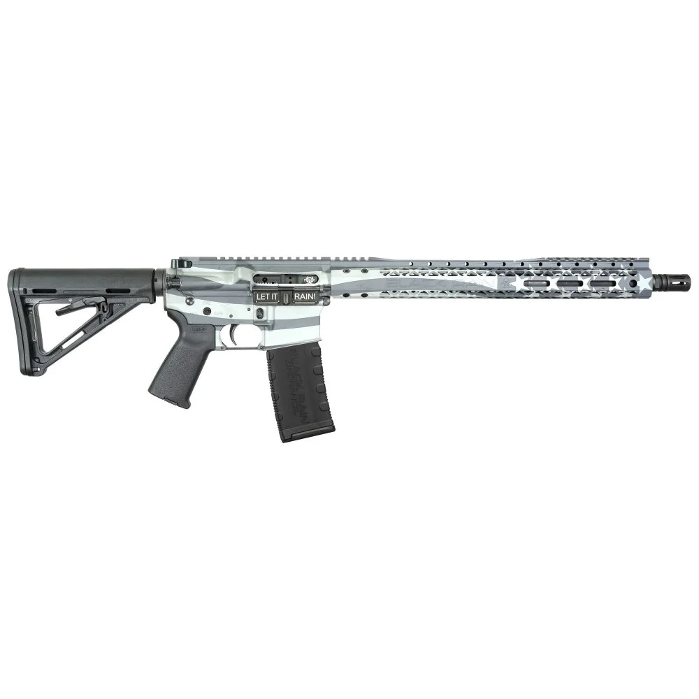 Black Rain Ordnance Spec Plus 223 Remington/5.56 NATO AR15 Semi Auto Rifle, 16" Barrel, Patriot Obsidian Flag, 30 Rounds - 30+1 Rounds | 16" Barrel | Black Stock | Blue/Black