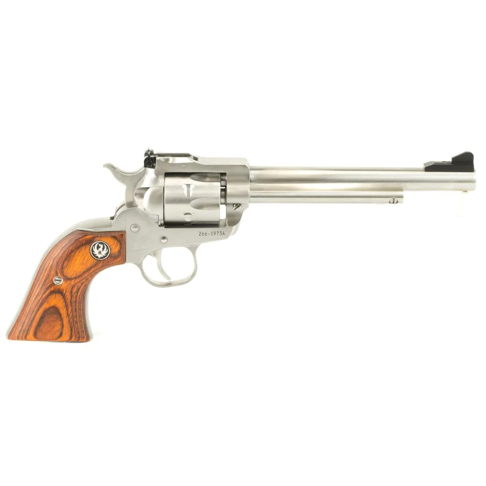 Ruger Single-Six Convertible 22 Long Rifle / 22 Magnum Revolver - 6 Rounds | 6.5" Barrel | Wood Grips | Stainless/Silver | 3-Dot Sights