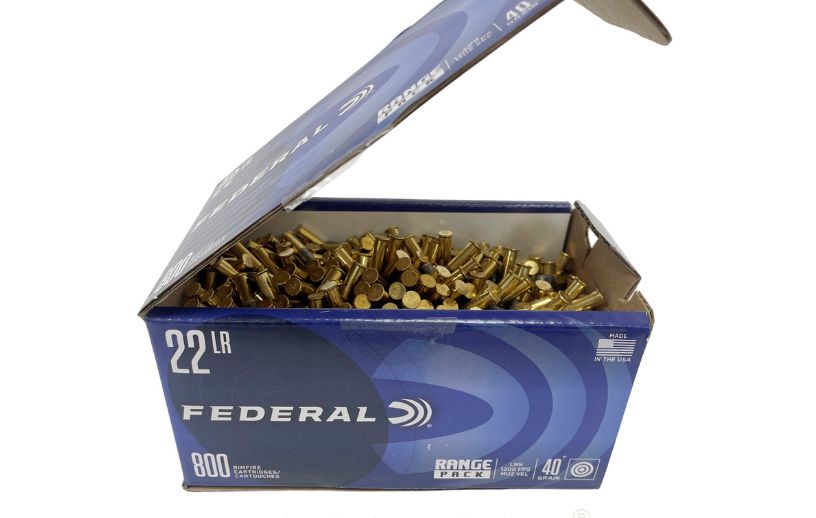 Federal Range .22 LR 40 gr Lead Round Nose 800 Box - Brass Casing