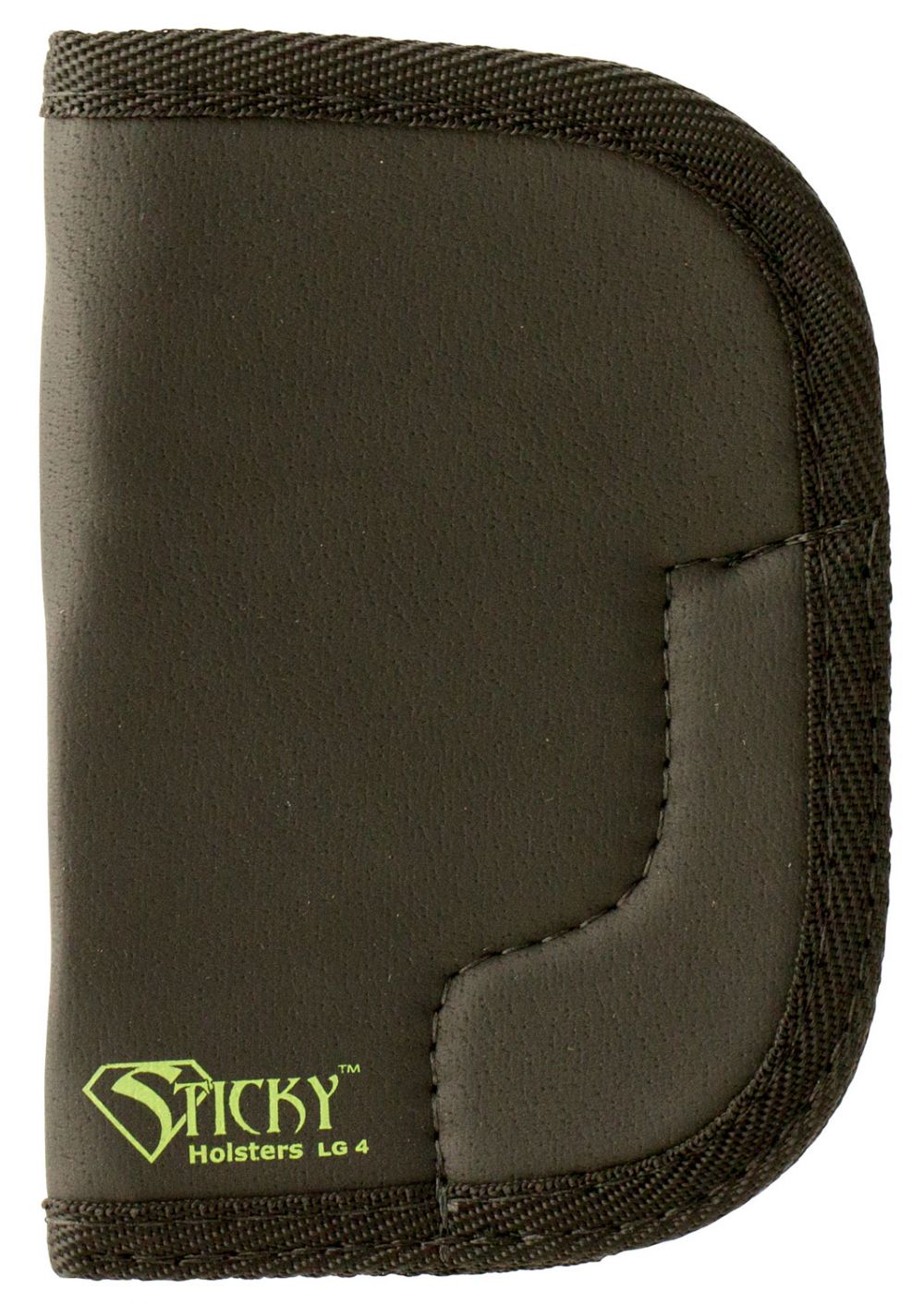 Sticky Holsters LG-4 Lg Revolvers up to 3" Latex Free Synthetic Rubber Black w/Green Logo - Concealment Holster Type