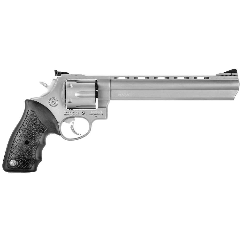 Taurus Model 44 Stainless 8.37" 44mag Revolver - 6 Rounds | 8.37" Barrel | Polymer Grips | Stainless/Silver | 3-Dot Sights