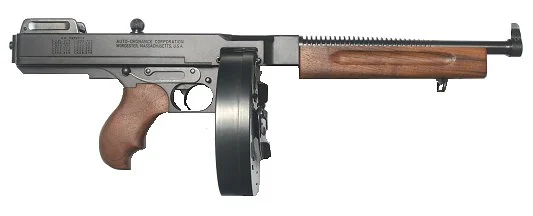 Thompson 1927A-1 Lightweight Deluxe 45 ACP Caliber Semi Auto Pistol - 50+1 Rounds | 10.5" Barrel | Wood Grips | Blue/Black | 3-Dot Sights