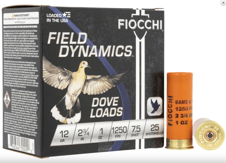 Fiocchi Game & Target12 Gauge Ammo 1oz #7.5 Shot 1250fps25 Round Box