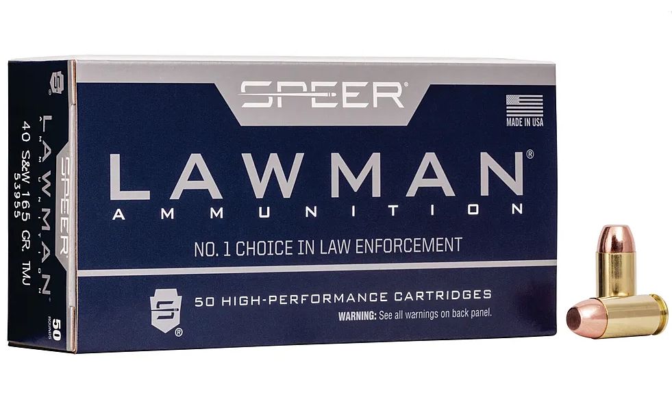 Speer 40 S&W 165 Grain Total Metal Jacket - Brass Casing