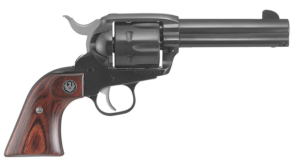 Ruger Vaquero .357 Magnum 4 5/8" Blue, Hardood Grip, 6 Shot Revolver - 6 Rounds | 4.62" Barrel | Wood Grips | Blue/Black
