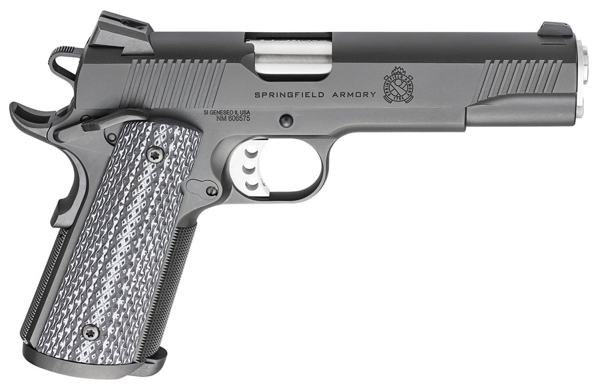 Springfield Armory 1911 TRP .45 ACP 5" Black Cerakote, 7+1 *CA Compliant* - 7+1 Rounds | 5" Barrel | Composite Grips | Blue/Black | 3-Dot Sights