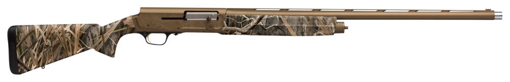 Browning A5 Wicked Wing 12 Gauge, 3.5" Chamber, 26" Barrel, Mossy Oak Shadow Grass Habitat, 4 Rounds - 4+1 Rounds | 26" Barrel | 3.5" Chamber | Mossy Oak Shadow Grass Blades Stock | Synthetic | FDE/Tan