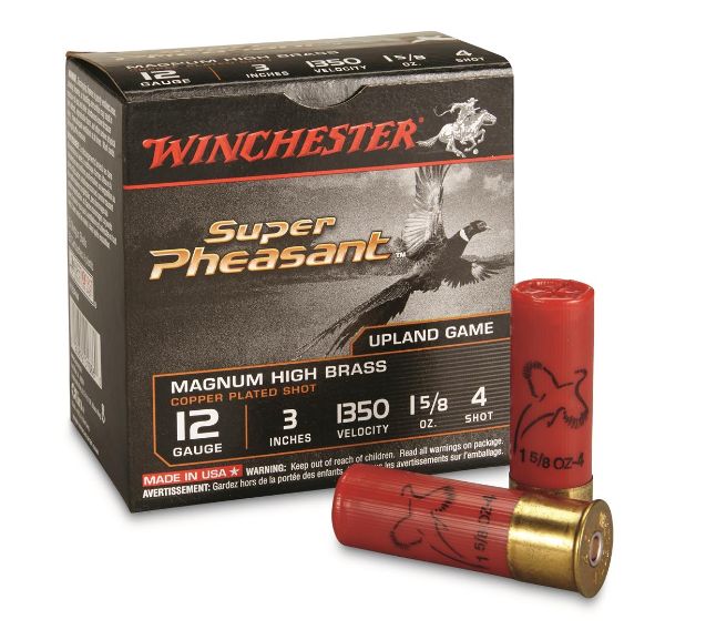Winchester Ammo Super Pheasant Magnum High Brass 12 Gauge 3" 1 5/8 oz 4 Shot 25 Bx/ 10 Cs - Brass Casing