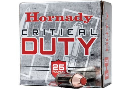 Hornady Critical Duty FlexLock 9mm+P Ammo 25 Round Box - Nickel Plated Brass Casing