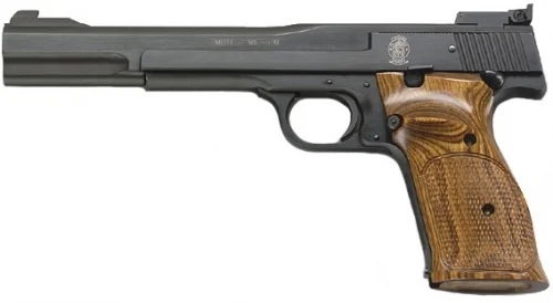 Smith & Wesson Model 41 22 Long Rifle Rimfire Pistol - 10+1 Rounds | 7" Barrel | Wood Grips | Blue/Black | 3-Dot Sights