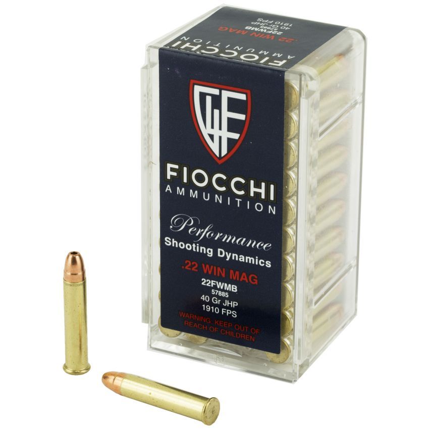 Fiocchi SHOOTING DYNAMICS 22 MAGJacketed Hollow Point 40gr 50rd Box - Brass Casing