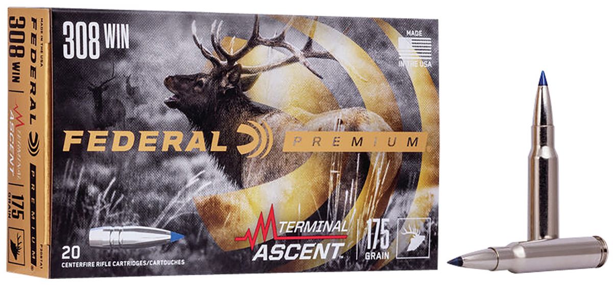 Federal Terminal Ascent Ballistic Tip 308 Winchester Ammo 175gr 20 Round Box - Brass Casing