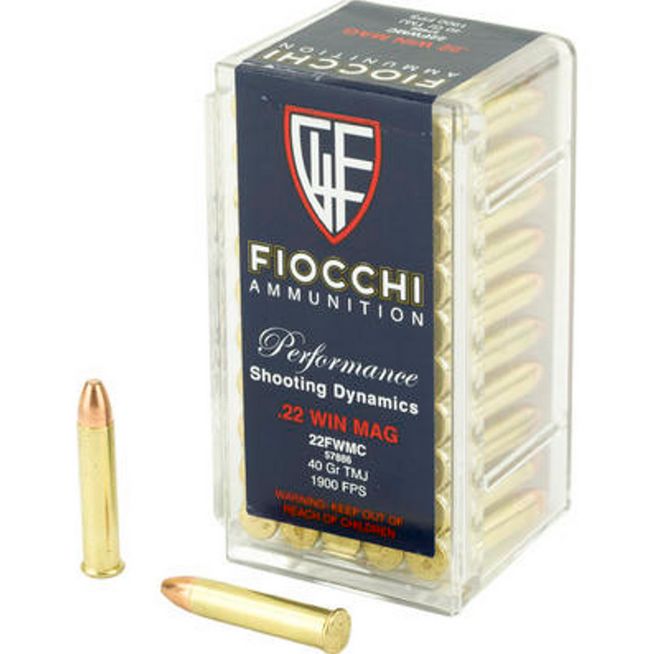FiocchiSHOOTING DYNAMICS 22 MAG 40grFull Metal Jacket 50rd box - Brass Casing