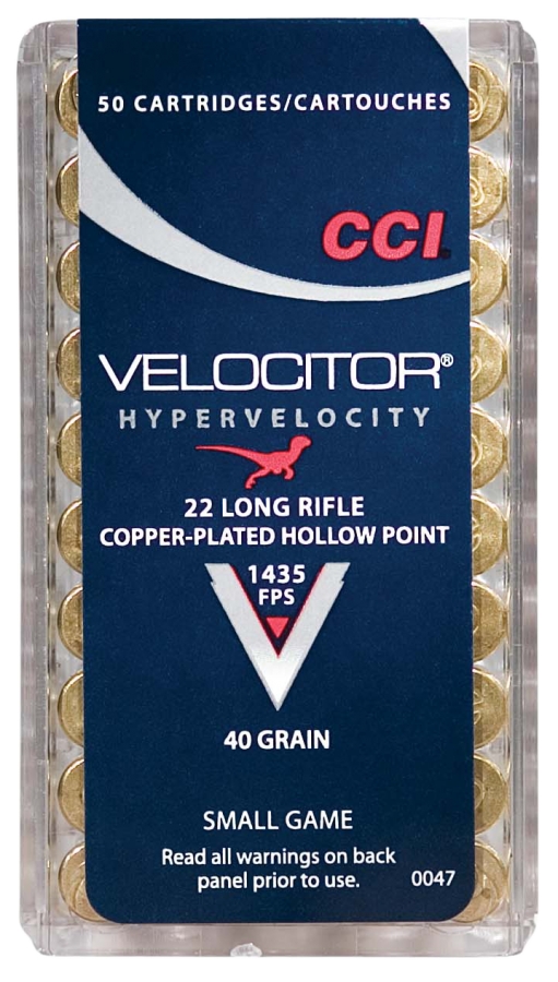 CCI .22 LR Velocitor 40gr CPHP 50RD BOX - Brass Casing