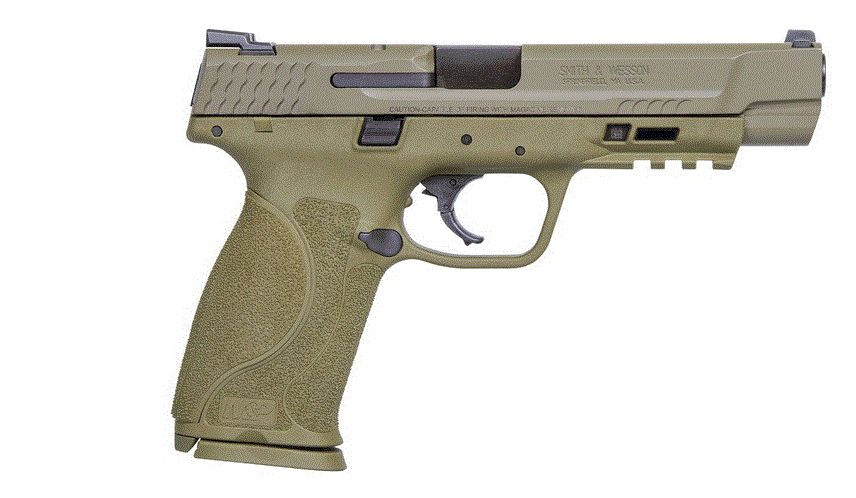 Smith & Wesson M&P9 M2.0 9mm Semi Auto Pistol - 17+1 Rounds | 5" Barrel | Polymer Grips | FDE/Tan | 3-Dot Sights