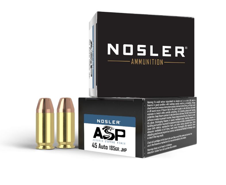 Nosler Match Grade .45 ACP 185 GR JHP 20 Bx/ 10 Cs - Brass Casing