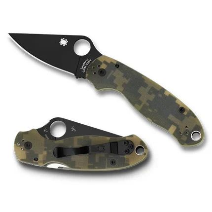 Spyderco C223GCMOBK Para 3 2.95" CPM-S30V Stainless Steel, DLC Black Drop Point G10 Digital Camouflage